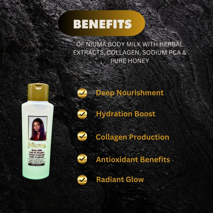 Niuma Body Milk With herbal Extracts, Collagen, Sodium PCA & Pure Honey 750ml